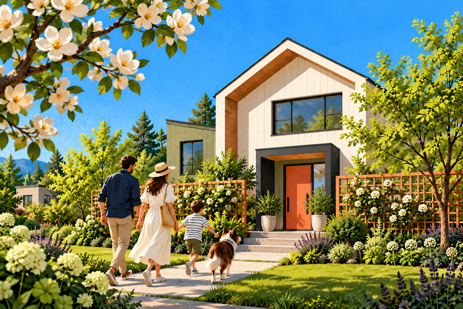 An illustrated scene for best time to sell a house: the real answer