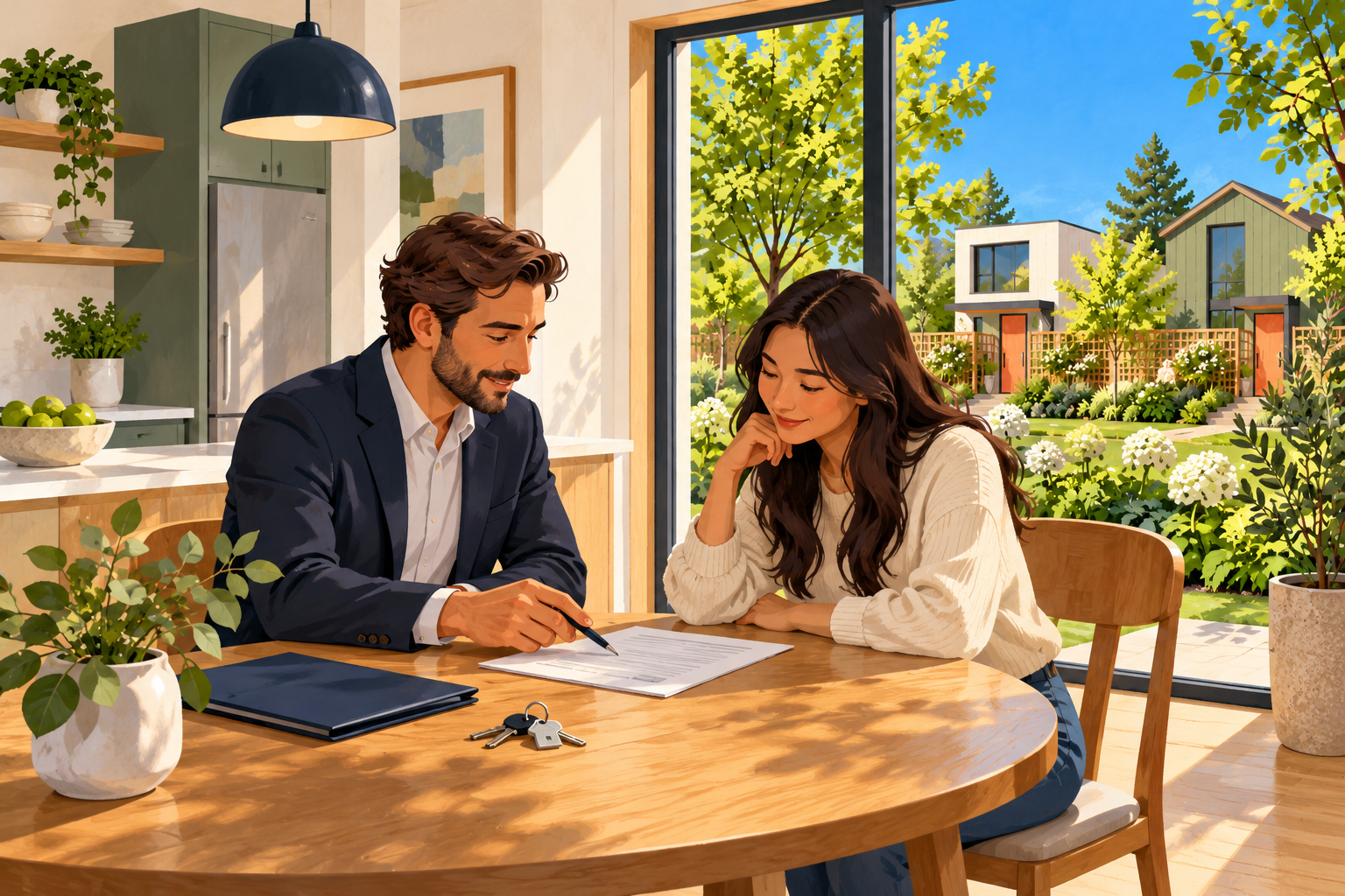 An illustrated home and garden, welcoming you to explore your selling options