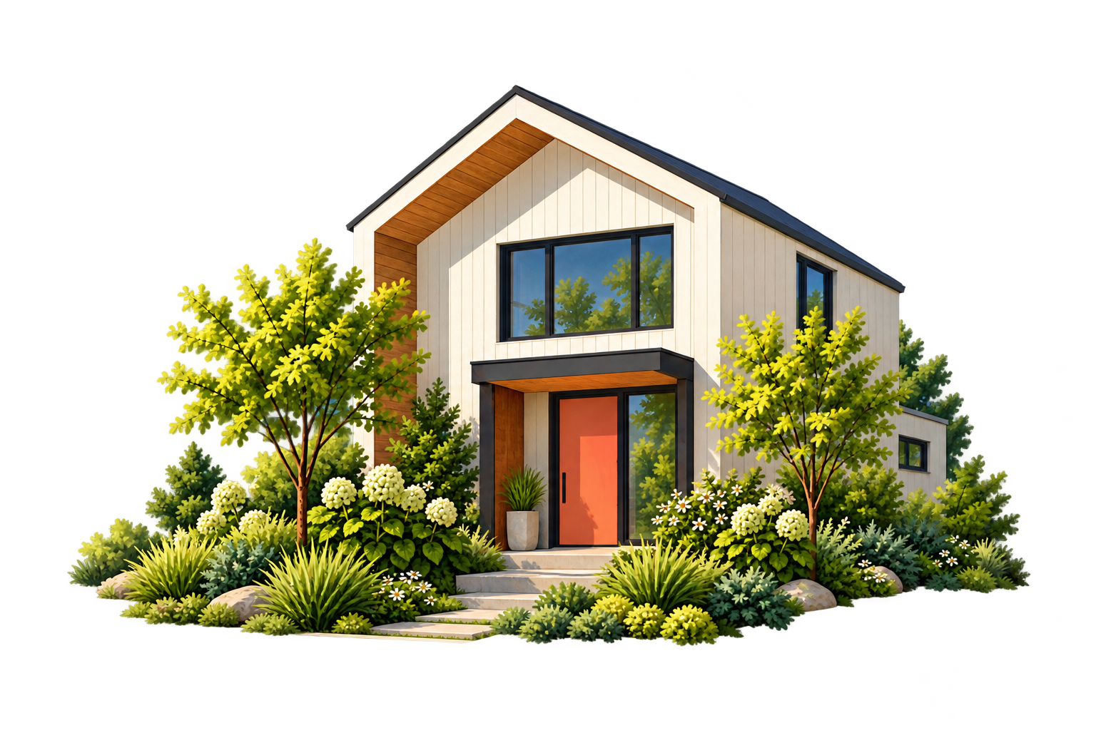 A welcoming home surrounded by a sunny garden